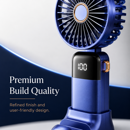 Digital Display 5-in-1 Portable Mini Fan – USB-C Rechargeable Handheld Fan