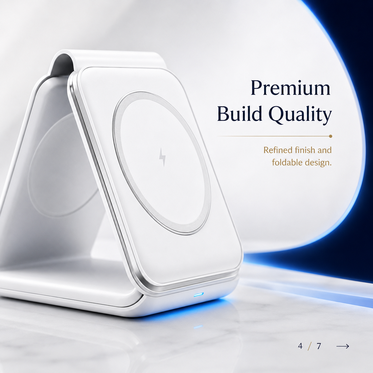 3-in-1 Magnetic Foldable Wireless Charging Station – 15W Fast Charger