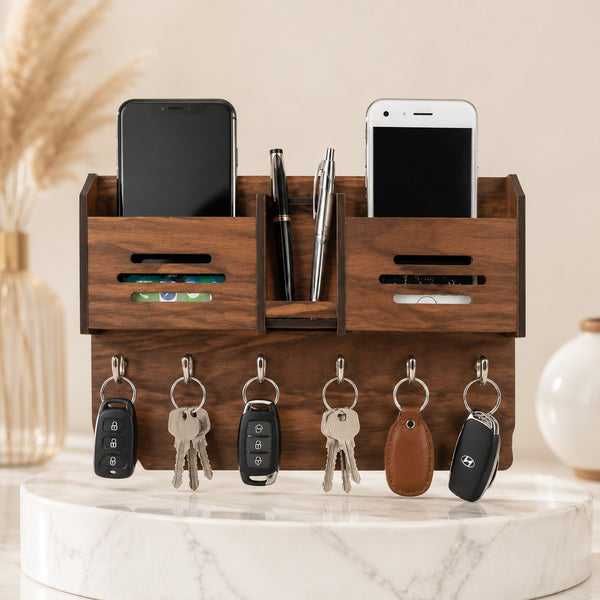 Multipurpose Wooden Key Holder – Decorative Wall Key Hanger