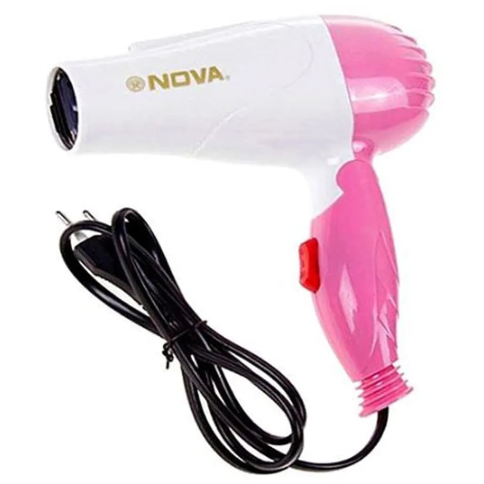 AVIOX Nova foldable hair dryer in white and pink with black power cord