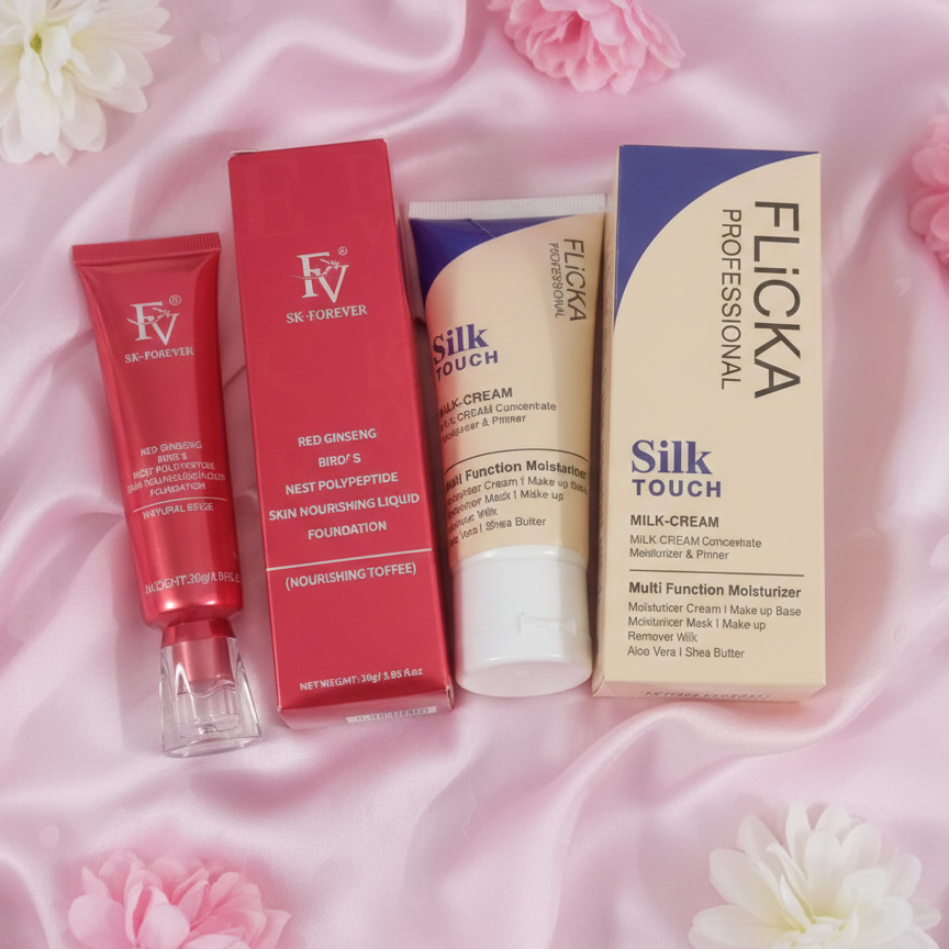 Flicka Professional Silk Touch Milk-Cream Multi Function Moisturizer and Primer Foundation