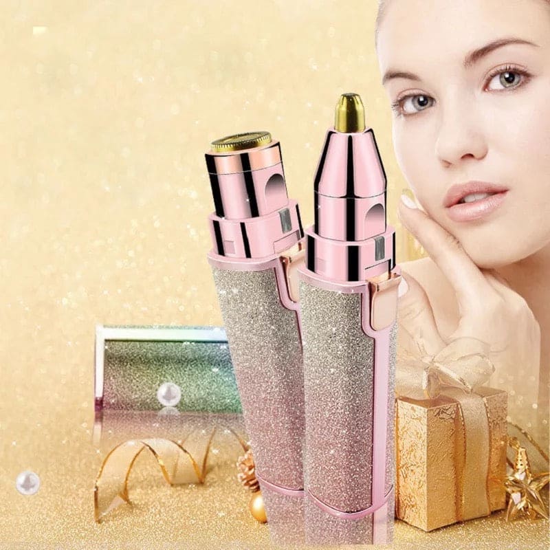 AVIOX precision eyebrow trimmer with glitter pink finish for painless hair removal.