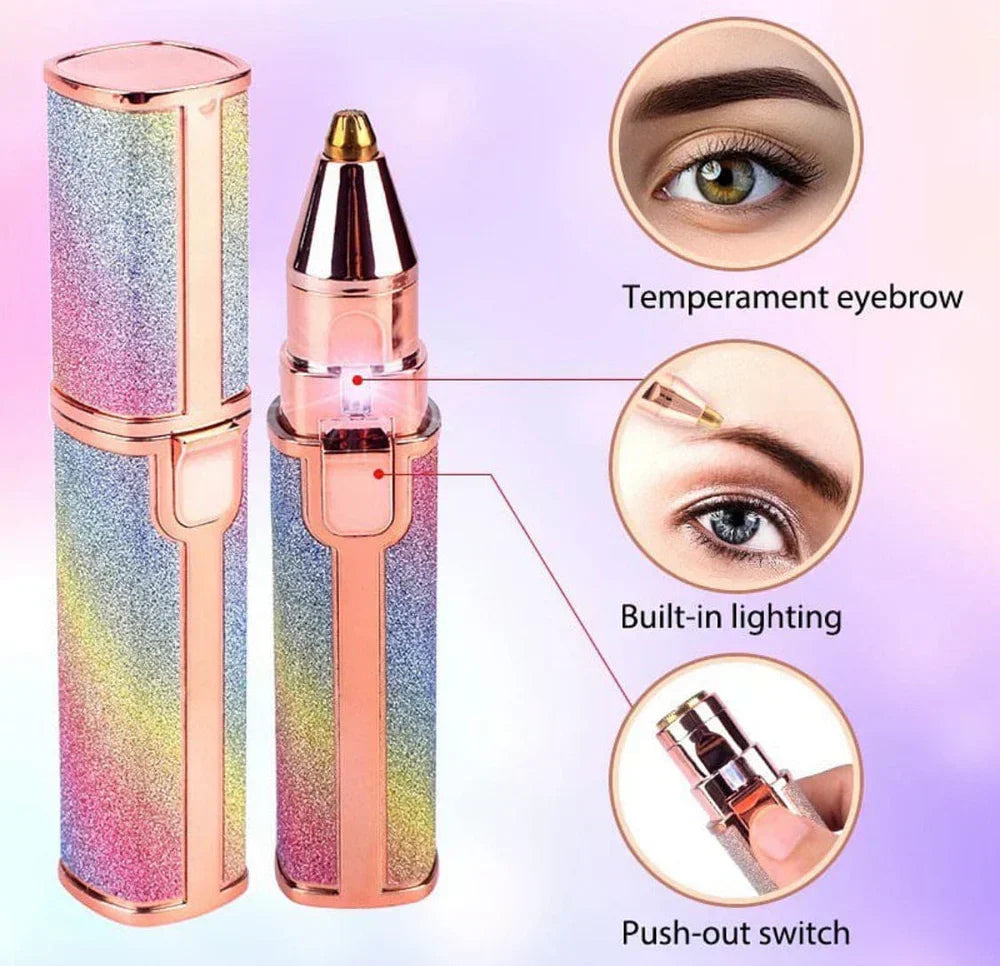 AVIOX Precision Eyebrow Trimmer with built-in lighting and push-out switch.